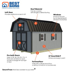 Craftman's Cove Barn Kit Series 10x12-10x16 By Best Barns Barn Kit Best Barns