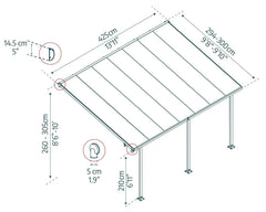 Feria 10'x14' Patio Cover White/Gray by Palram-Canopia Patio Cover Canopia by Palram