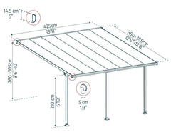 Feria 13'x14' Patio Cover White/Diffused Clear by Palram-Canopia Patio Cover Canopia by Palram