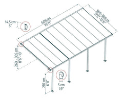 Feria 13'x20' Patio Cover White/Diffused Clear by Palram-Canopia Patio Cover Canopia by Palram