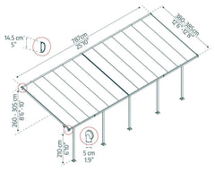 Feria 13'x26' Patio Cover White/Diffused Clear by Palram-Canopia Patio Cover Canopia by Palram