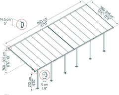 Feria 13'x28' Patio Cover White/Diffused Clear by Palram-Canopia Patio Cover Canopia by Palram