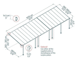 Feria 13'x34' Patio Cover White/Diffused Clear by Palram-Canopia Patio Cover Canopia by Palram