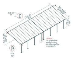 Feria 13'x40' Patio Cover White/Diffused Clear by Palram-Canopia Patio Cover Canopia by Palram