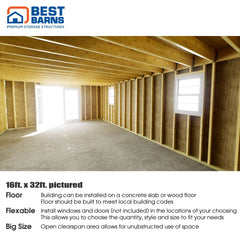 Handcrafted Homestead XL Barn Kit Series 16x20-16x32 By Best Barns Barn Kit Best Barns