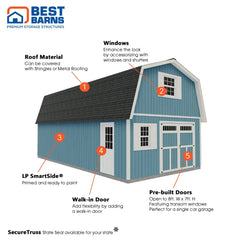 Handcrafted Homestead XL Barn Kit Series 16x20-16x32 By Best Barns Barn Kit Best Barns