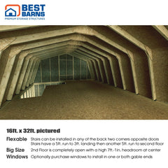 Maker's Loft XL w Full Second Floor Garage Kit Series 16x20-16x32 By Best Barns Garage Kit Best Barns