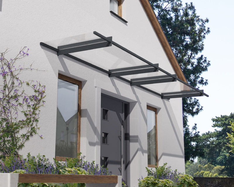 Nancy 14'x3' 4100 Awning - Gray/Clear by Palram-Canopia Awnings Canopia by Palram
