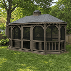 Pressure Treated Oval Gazebo Kit By Atlantic Outdoors Wood Gazebos Atlantic Outdoors