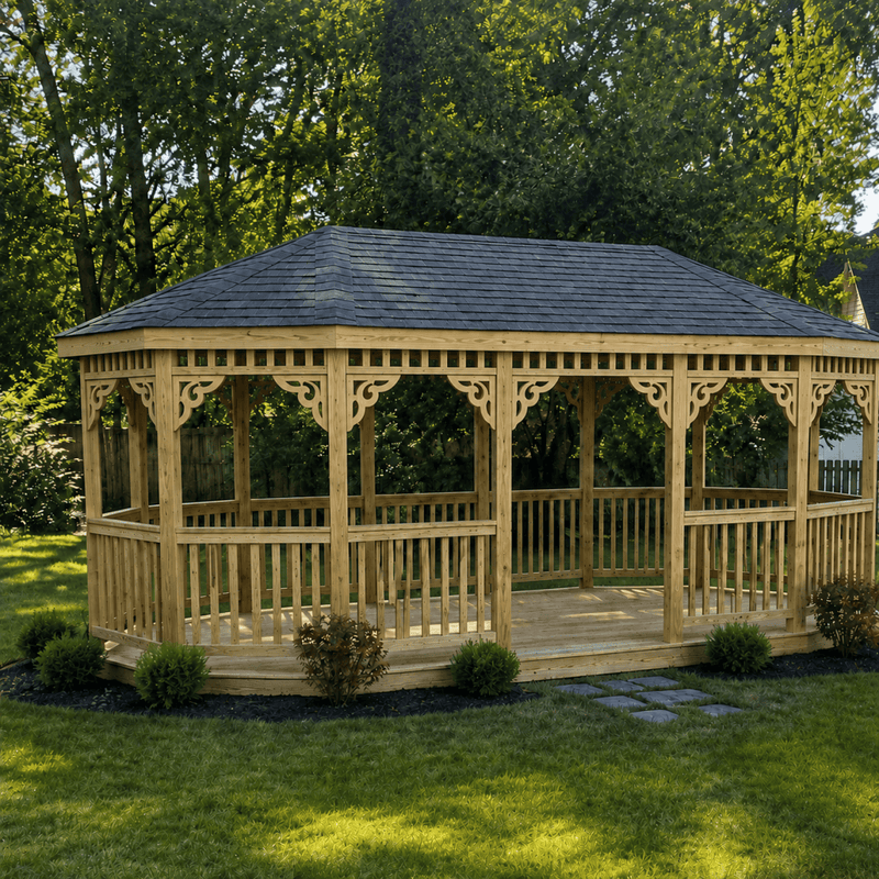 Pressure Treated Oval Gazebo Kit By Atlantic Outdoors Wood Gazebos Atlantic Outdoors