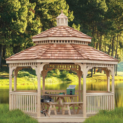 Pressure-Treated Wood Octagon Gazebo Kit By Atlantic Outdoors Wood Gazebos Atlantic Outdoors