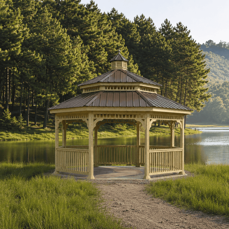 Pressure-Treated Wood Octagon Gazebo Kit By Atlantic Outdoors Wood Gazebos Atlantic Outdoors