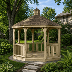 Pressure-Treated Wood Octagon Gazebo Kit By Atlantic Outdoors Wood Gazebos Atlantic Outdoors