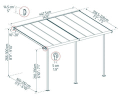 Sierra 7.5'x15' Patio Cover White/Gray by Palram-Canopia Patio Cover Canopia by Palram