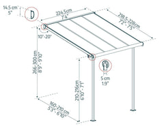 Sierra 7.5'x7.5' Patio Cover White/Gray by Palram-Canopia Patio Cover Canopia by Palram