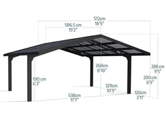 Sydney 20'x20' Apex Double Carport Kit-Black/Solar Gray by Palram-Canopia Carport Canopia by Palram