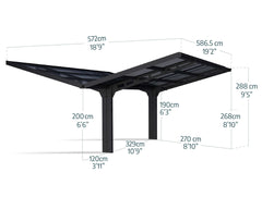 Sydney Wave 20'x20' Double Carport Wing Kit-Black/Solar Gray by Palram-Canopia Carport Canopia by Palram