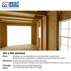 Tailored Titan-Tall w/Loft Garage Kit Series 12x16, 12x20 & 12x24 By Best Barns Garage Kit Best Barns