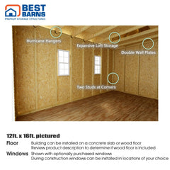 Tailored Titan-Tall w/Loft Garage Kit Series 12x16, 12x20 & 12x24 By Best Barns Garage Kit Best Barns