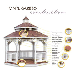 Vinyl Octagon Gazebo Kit By Atlantic Outdoors Vinyl Gazebos Atlantic Outdoors
